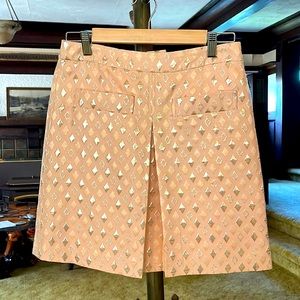 J. Crew Pink and Gold Metallic A Line Mini Skirt Size 0